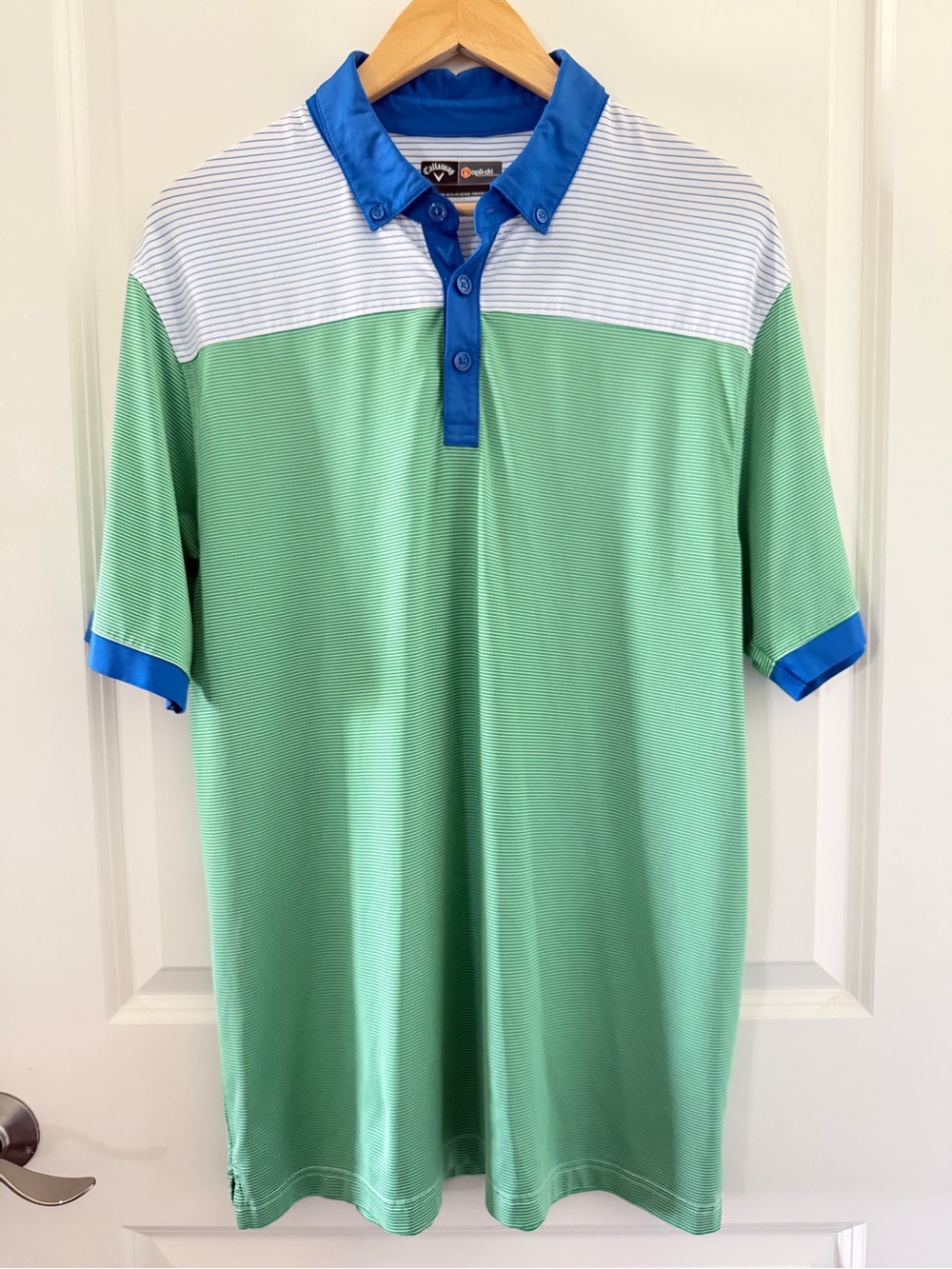 Callaway Light Green Polo with Blue Contrast Collar